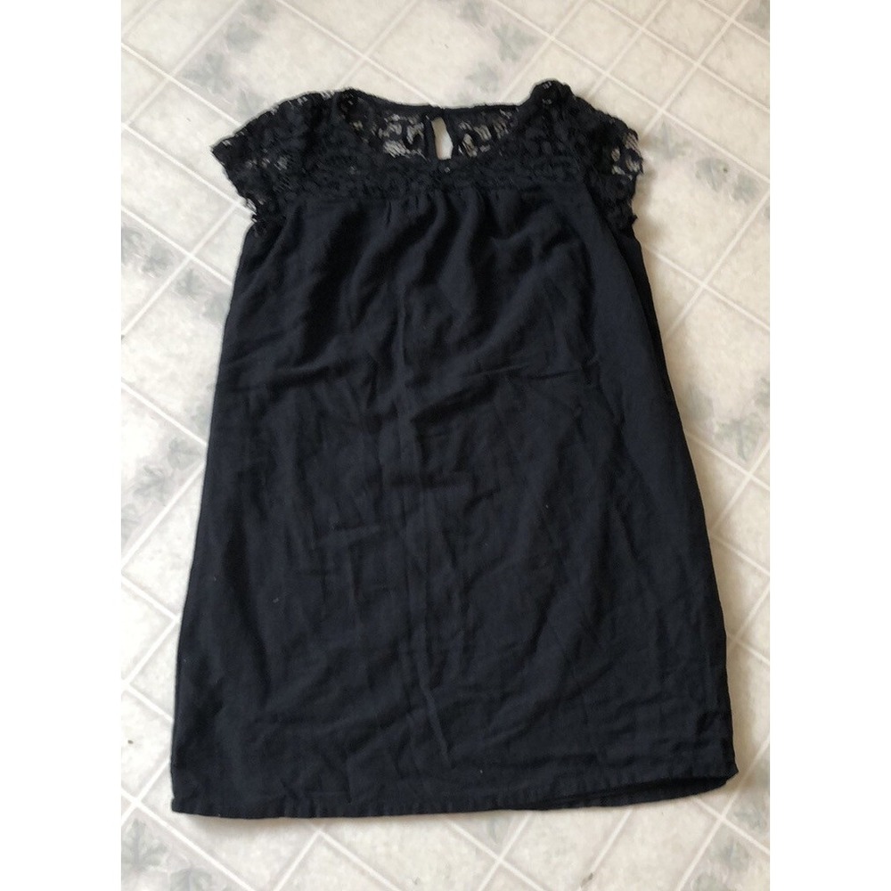 Old Navy Women's Size Small Dress Black Lace Yoke Short Sleeve Short Shift Dress